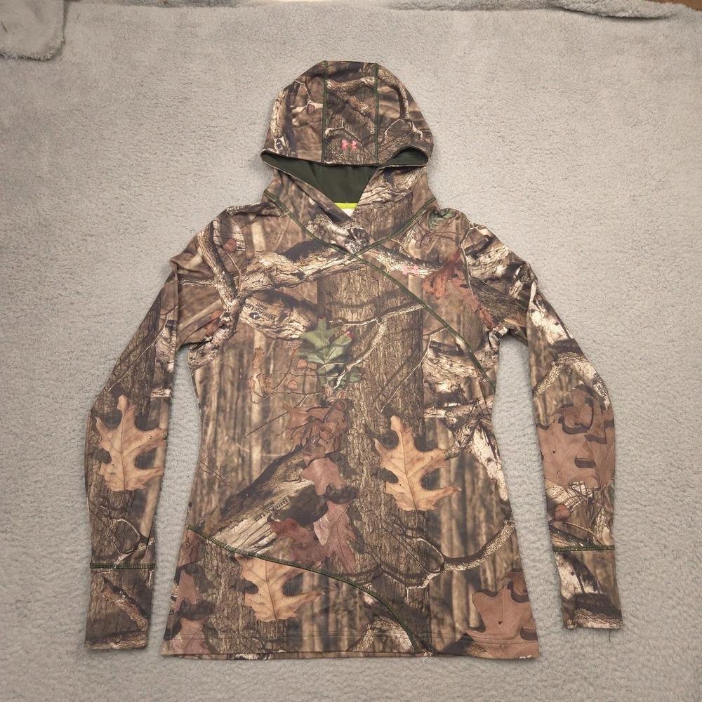 Under Armour Evolution Scent Control Hoodie Womens‎ Large Camo ColdGear Fitted